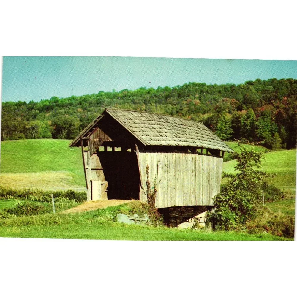 Vermonts Smallest Covered Bridge Postcard St. Johnsbury Travel Souvenir Vintage